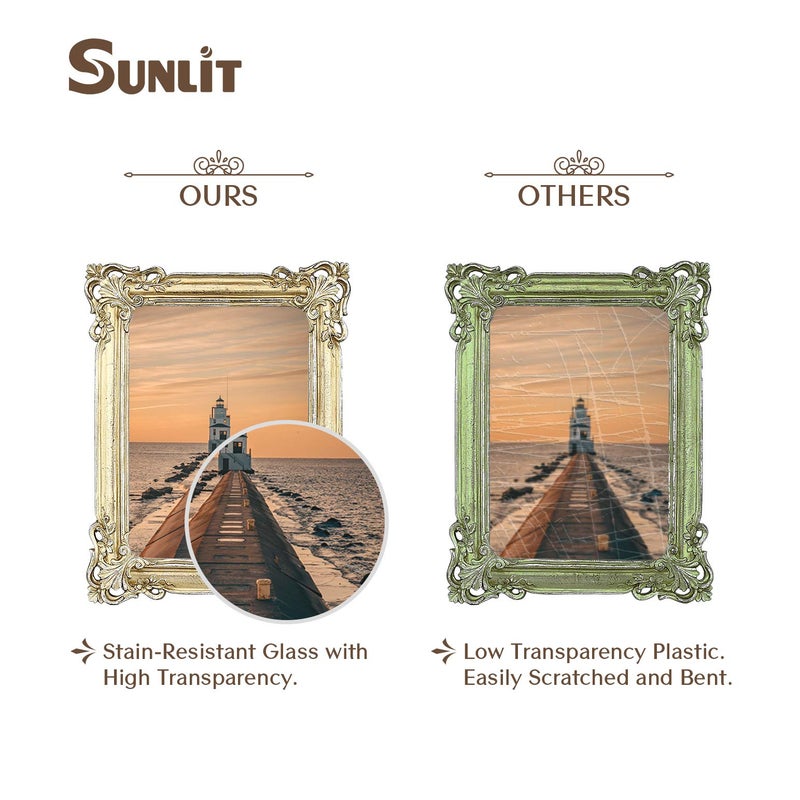 Sunlit Vintage Picture Frame 5x7 Inch, Luxury Antique Photo Frames with Glass Front, Photo Display, Tabletop Wall Hanging, Gift Ideas - Image 3